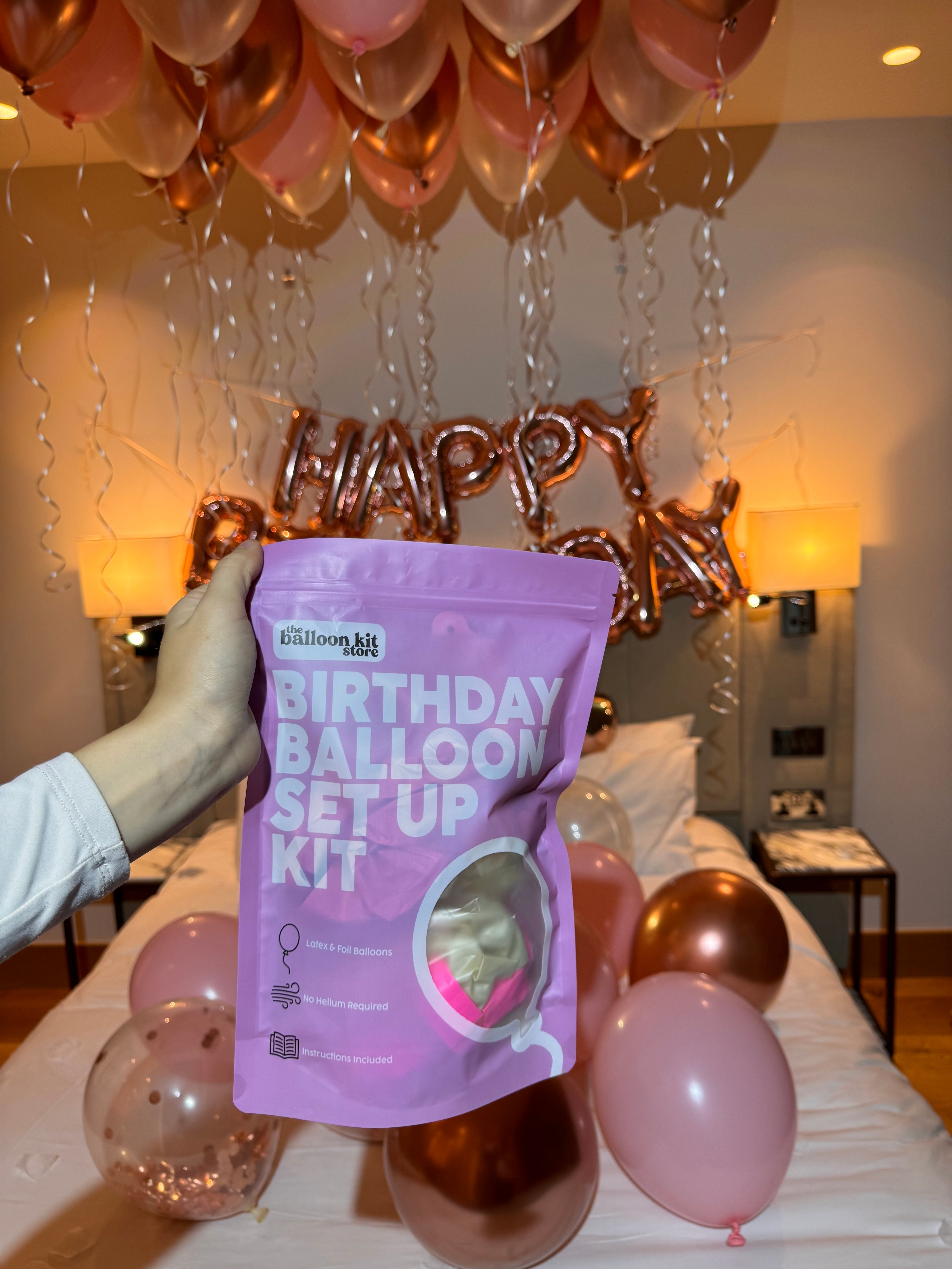 Rose Gold Birthday Balloon Set Up Kit