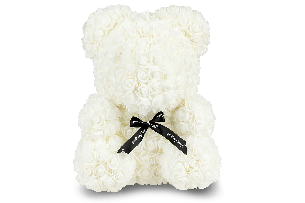 Large Infinity White Rose Bear